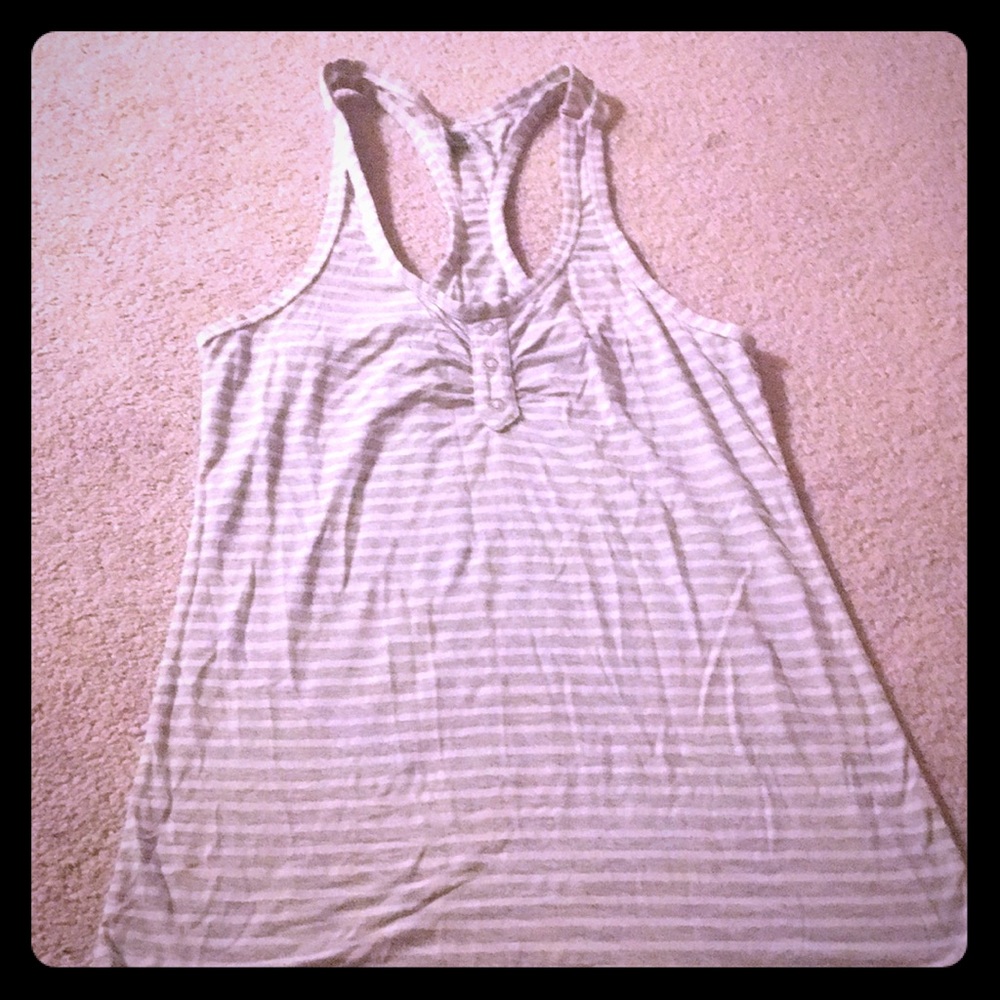Gray and White Stripe Sleep Tank